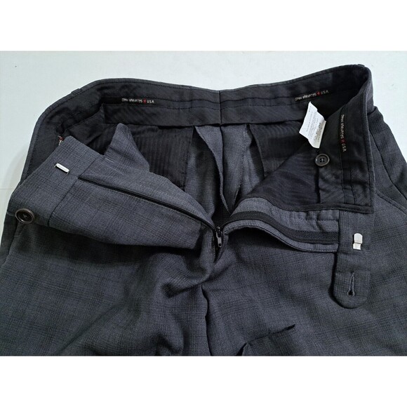 John Varvatos Men's 31x30 Wool Dress Pants Slacks Gray Plaid Charcoal Suit - Picture 5 of 10